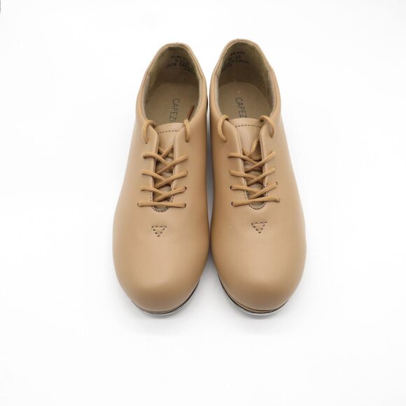 Capezio Adult Oxford Tan Lace-Up Tap Shoes Size 5.5M Synthetic Material NWOB - Picture 2 of 7